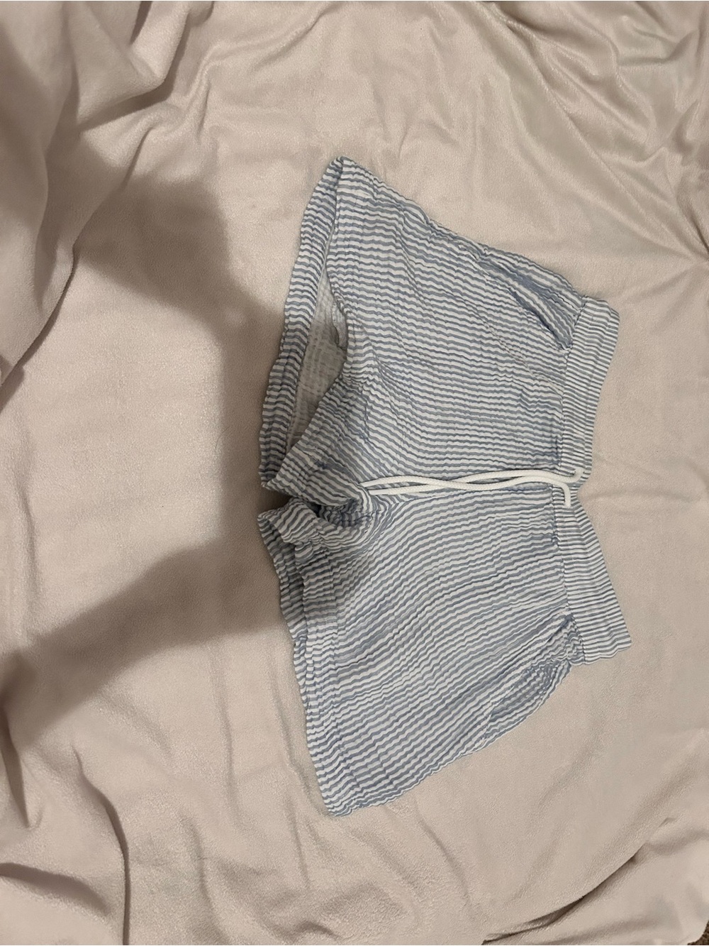 Lou & Grey Light Blue and White Striped Swim Coverup Shorts